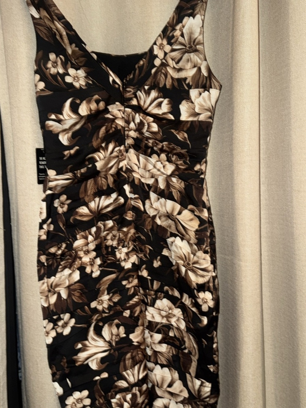 Express Black Dress with Cream and Brown Floral Print